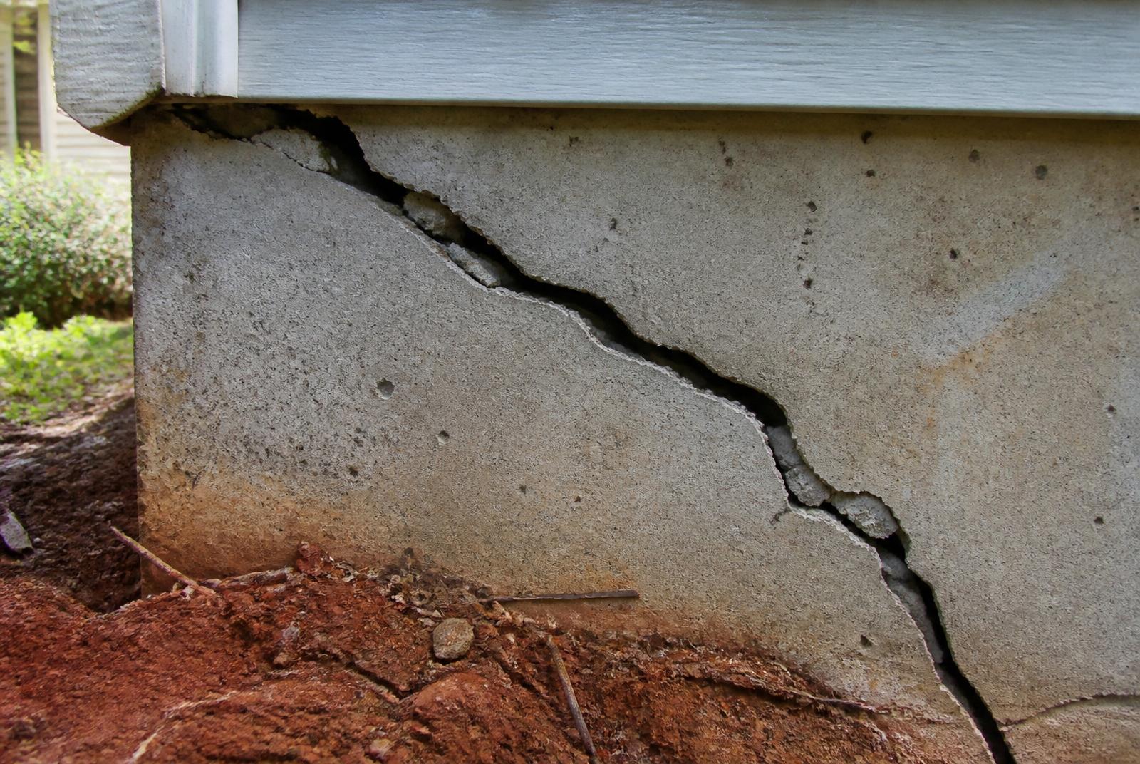 Stair-step foundation crack on a brick veneer wall of an Atlanta-area home